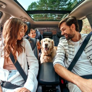 Family on vacation in the car